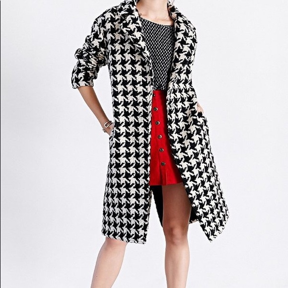 Anthropologie Jackets & Blazers - Anthropologie Houndstooth Winter Coat Peacoat